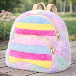 FluffyRainbowKidsBackpackCutePlushFauxFurMiniSchoolBagforKids_2 - Bakeyy.com