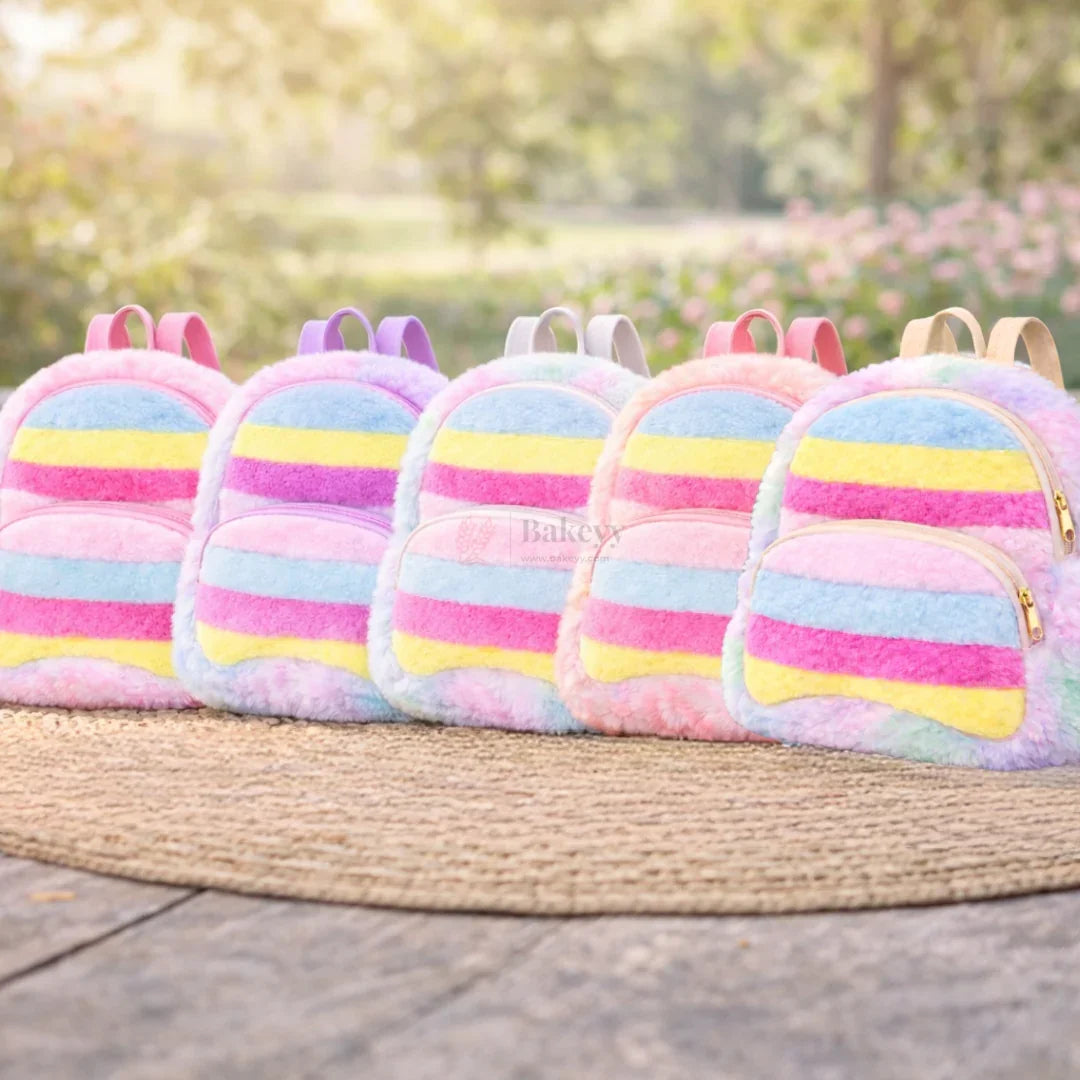 FluffyRainbowKidsBackpackCutePlushFauxFurMiniSchoolBagforKids_5 - Bakeyy.com