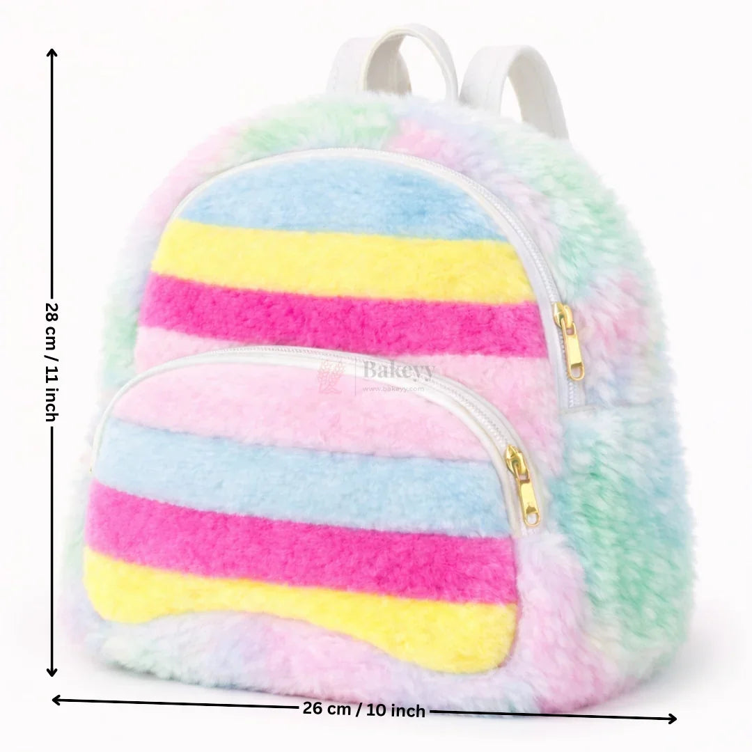 FluffyRainbowKidsBackpackCutePlushFauxFurMiniSchoolBagforKids_7 - Bakeyy.com
