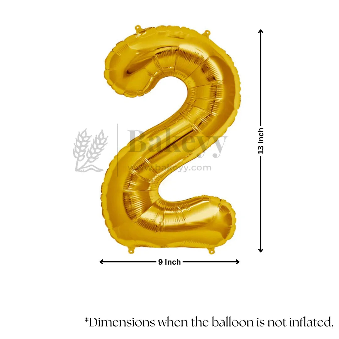 Metallic Gold Number 2 Foil Balloon | Party Decoration | 1 Piece - Bakeyy.com - India - Metallic Gold Number 2 Foil Balloon | Party Decoration | 1 Piece - Default Title