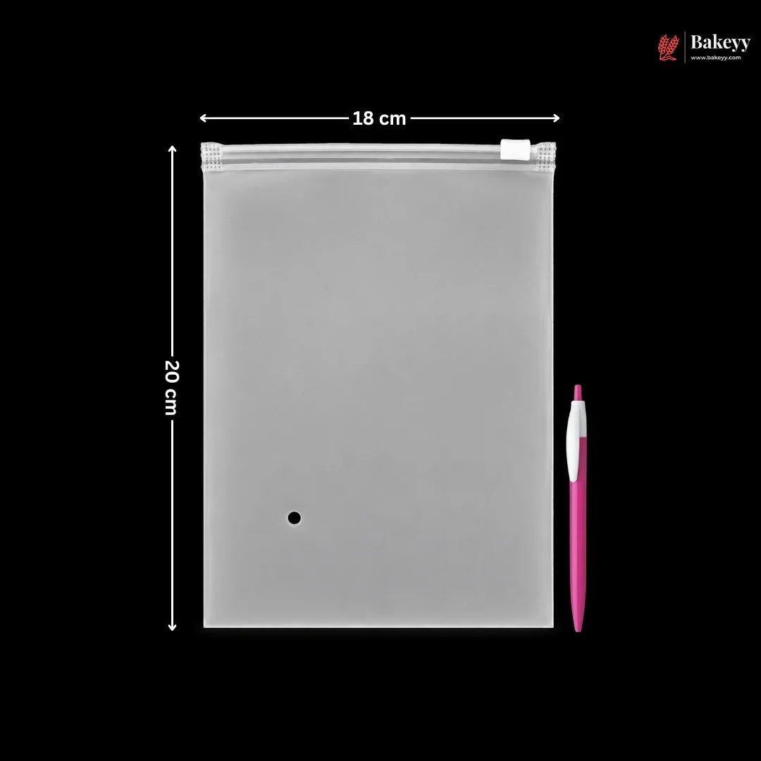 Frosted Zip Pouch with Slider Seal | Transparent Zipper Pouch | Multiple Sizes Availale | Pack of 50