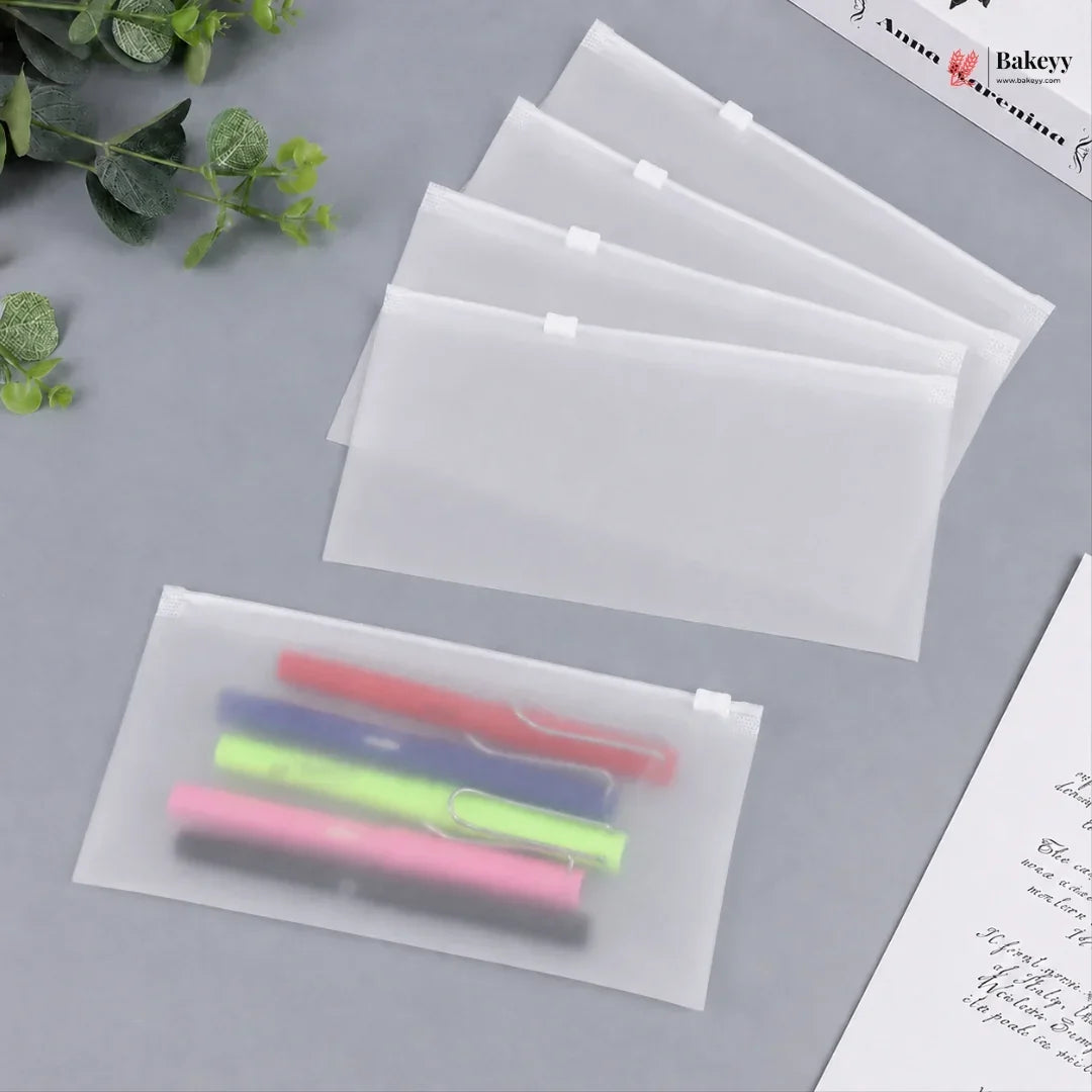 Frosted Zip Pouch with Slider Seal | Transparent Zipper Pouch | Multiple Sizes Availale | Pack of 50