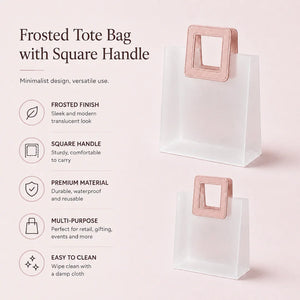 Frosted tote bag with square handle on a light pink background