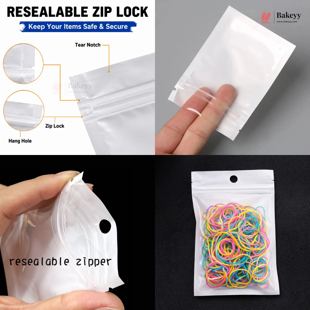 Full Window White Ziplock Pouch with Hang Hole | Pack of 100