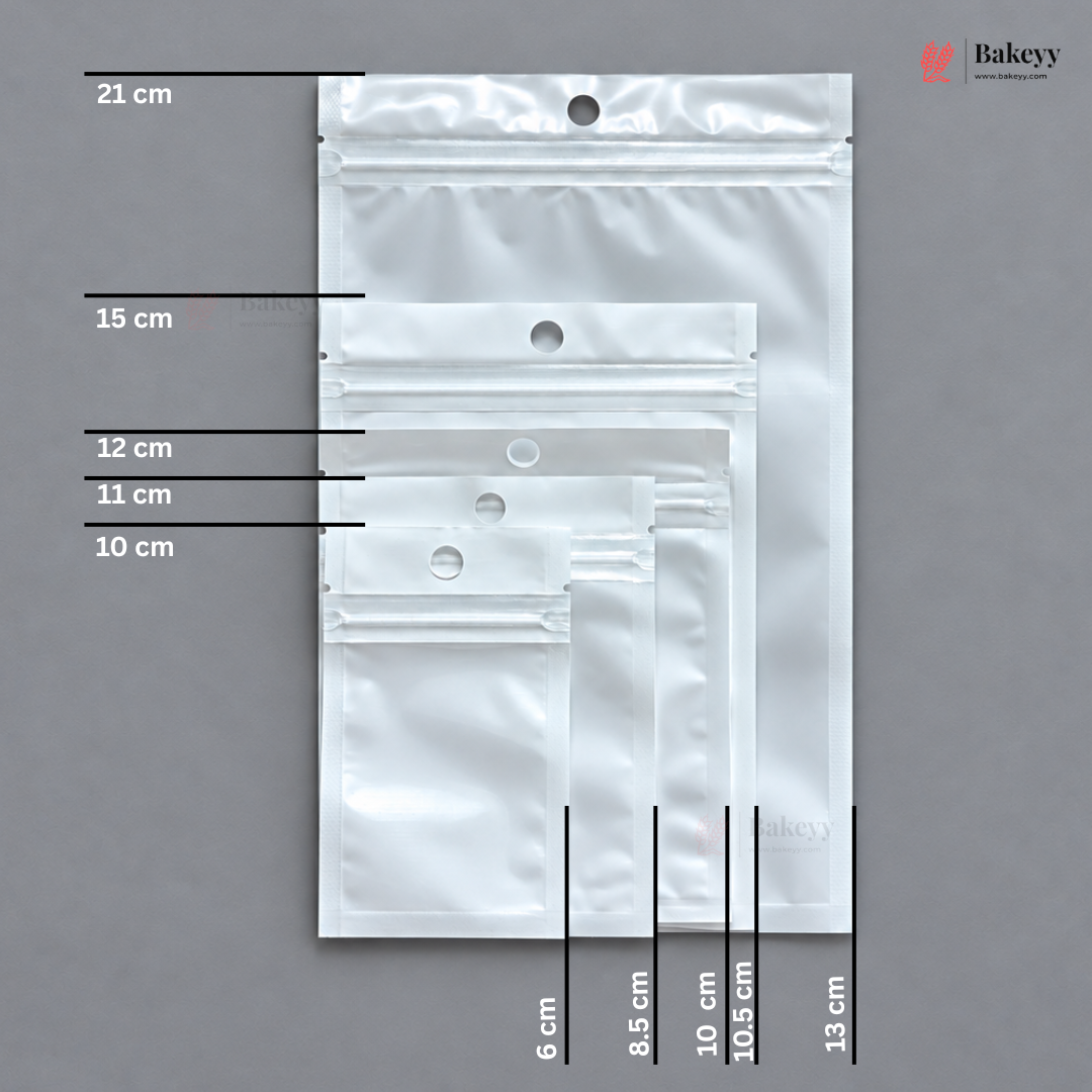 Full Window White Ziplock Pouch with Hang Hole | Pack of 100