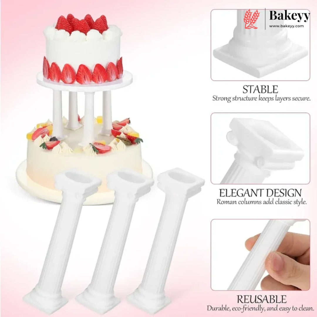 Cake Supporting Pillars | Roman Column Cake Stand Supports | Pillar Dowel Rods | Pack of 4