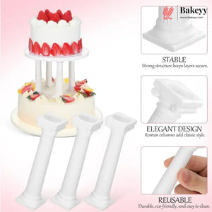 Cake Supporting Pillars | Roman Column Cake Stand Supports | Pillar Dowel Rods | Pack of 4