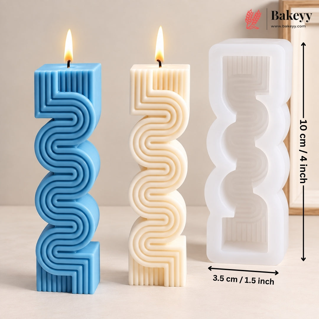 Small Geometric Wavy Stripe Shape Candle Silicone Mold