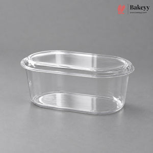 Oval PET Transparent Food Box with Lid | Tiramisu Box | Dessert Containers | Pack of 50
