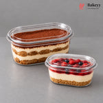 Oval PET Transparent Food Box with Lid | Tiramisu Box | Dessert Containers | Pack of 50