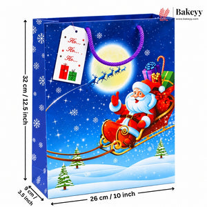Festive Snowflake Christmas Gift Paper Bag | Pack of 12 | Return Gift Bag|(32x26x9cm)