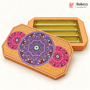 Embossed Printed Sweet Box with Golden Cavity | 4 Designs | Pack of 1