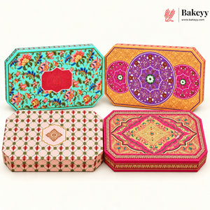 Embossed Printed Sweet Box with Golden Cavity | 4 Designs | Pack of 1