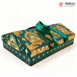 Printed Sweet Box with Golden Cavity & Stain Ribbon Handle | 2 Designs | Pack of 1
