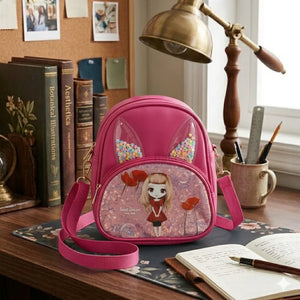Girls Mini Backpack Crossbody Bag with Glitter Window & Bunny Ear Design | Pack of 1