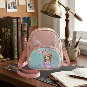 Girls Mini Backpack Crossbody Bag with Glitter Window & Bunny Ear Design | Pack of 1