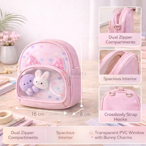 Girls_Mini_Crossbody_Backpack_with_Bunny_Charm_Cat_Ear_Glitter_Window_PVC_Pocket_Kids_Bag_9 - Bakeyy.com