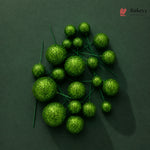 Green decorative balls on a dark green background with 'Bakeyy' branding.