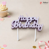 Happy Birthday cake topper with a cupcake and confetti on a light background
