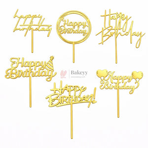 GoldAcrylicHappyBirthdayCakeTopper_1 - Bakeyy.com