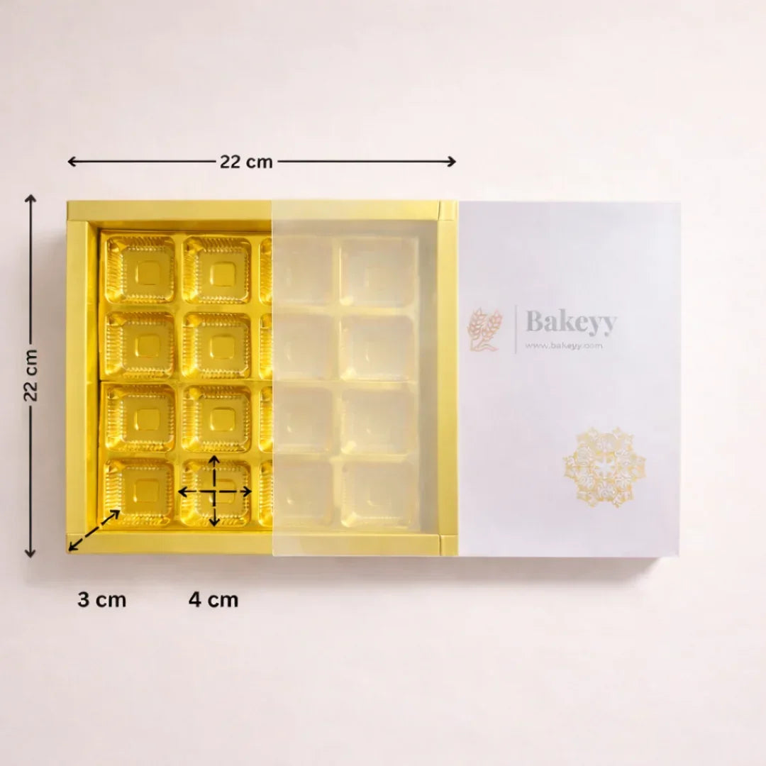 Gold Sliding Chocolate Box with Gold Cavity | Premium Rigid Gift Box for Chocolates | Pack of 10 (Copy) (Copy)