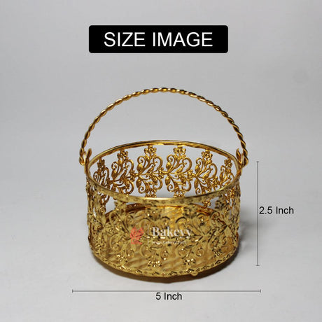 5 inch Royal Gold Metal Basket | Elegant Serving & Gifting Accessory | Gift Baskets For Dry Fruits ,Gift Hampers, Return Gift For Wedding, Anniversary, Birthday, House Warming - Bakeyy.com - India - 5 inch Royal Gold Metal Basket | Elegant Serving & Gifting Accessory | Gift Baskets For Dry Fruits ,Gift Hampers, Return Gift For Wedding, Anniversary, Birthday, House Warming - Default Title