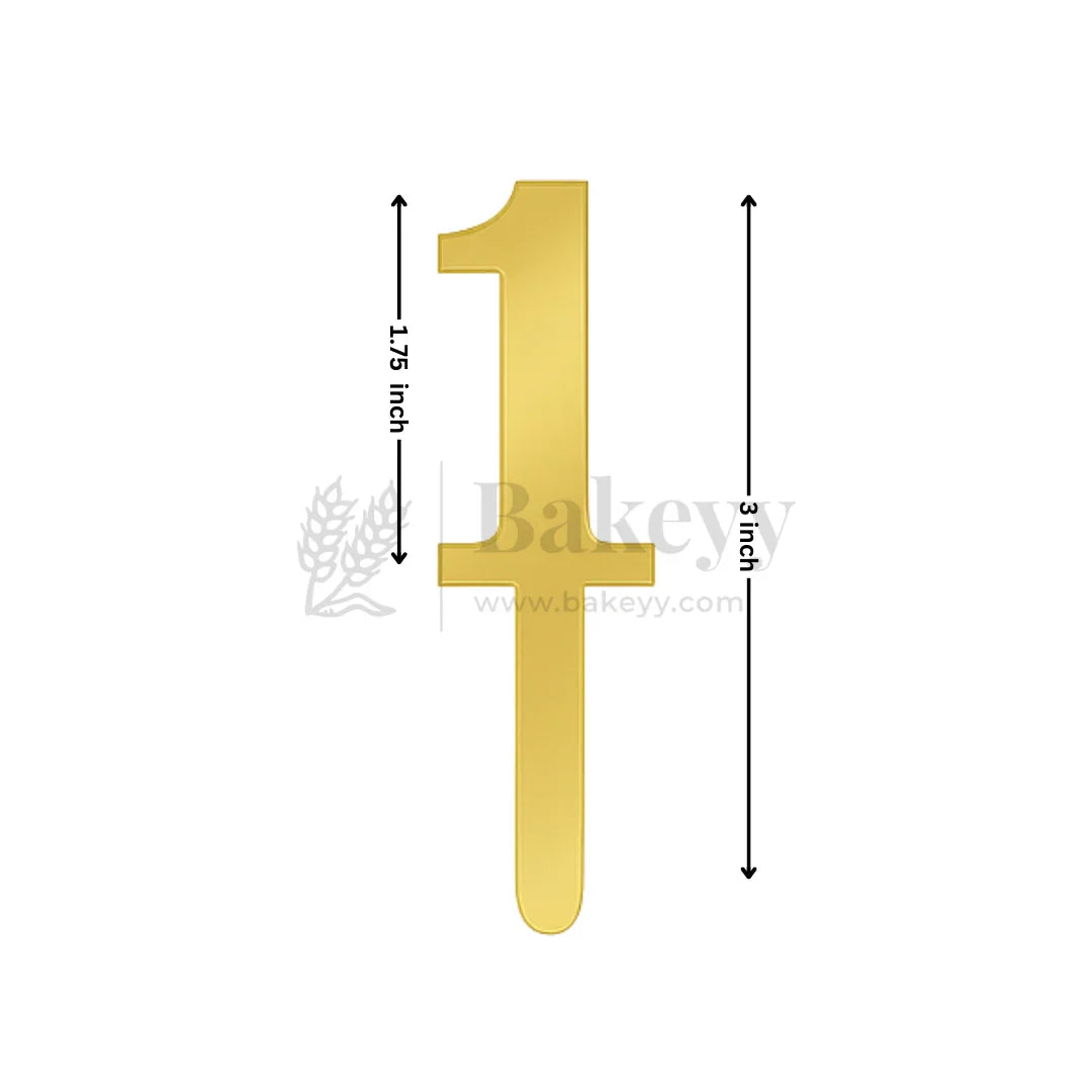 3 Inch | Golden Cake Topper Number 1 | 1 Piece