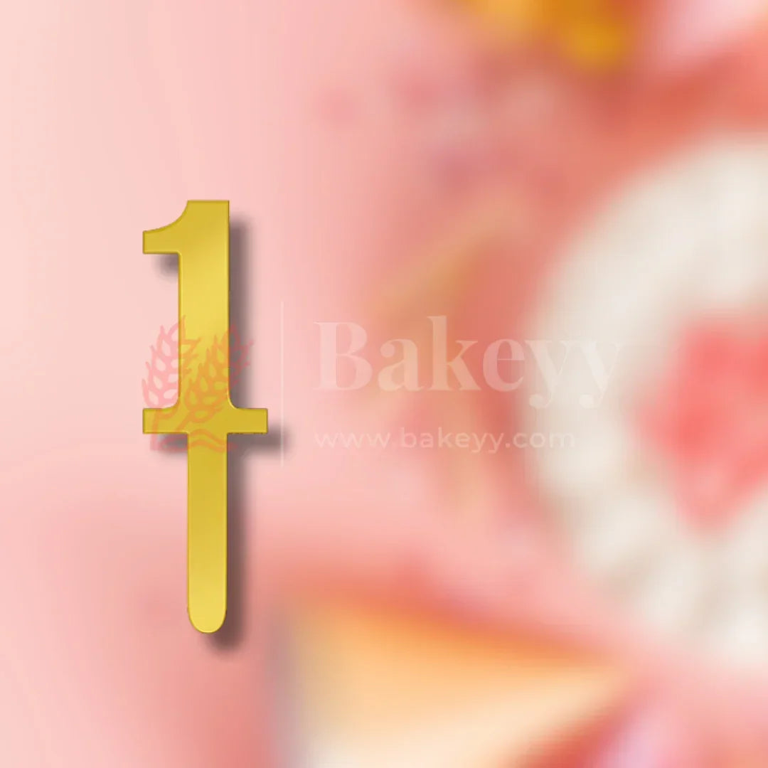 5 Inch | Golden Cake Topper Number 1 | 1 Piece