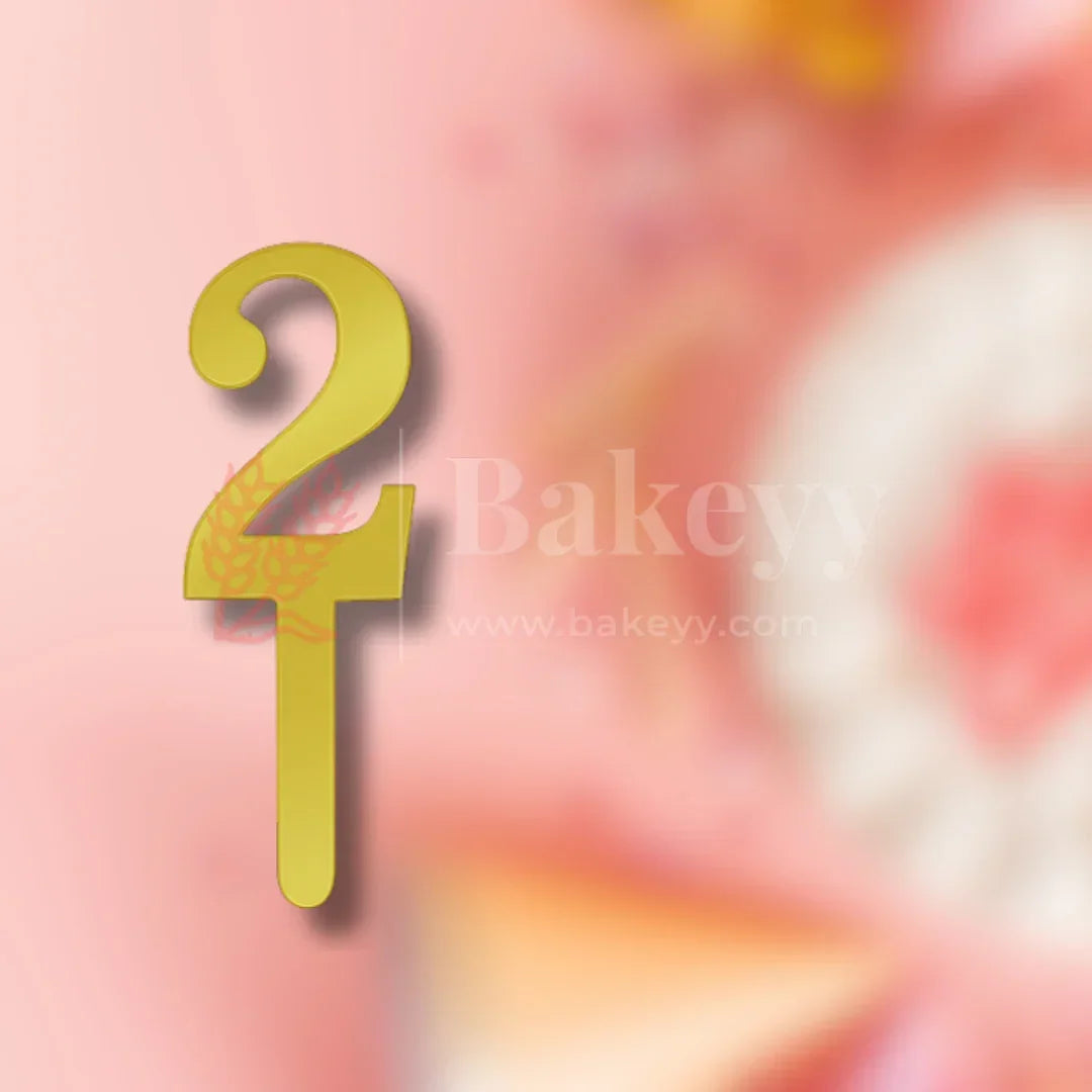 5 Inch | Golden Cake Topper Number 2 | 1 Piece