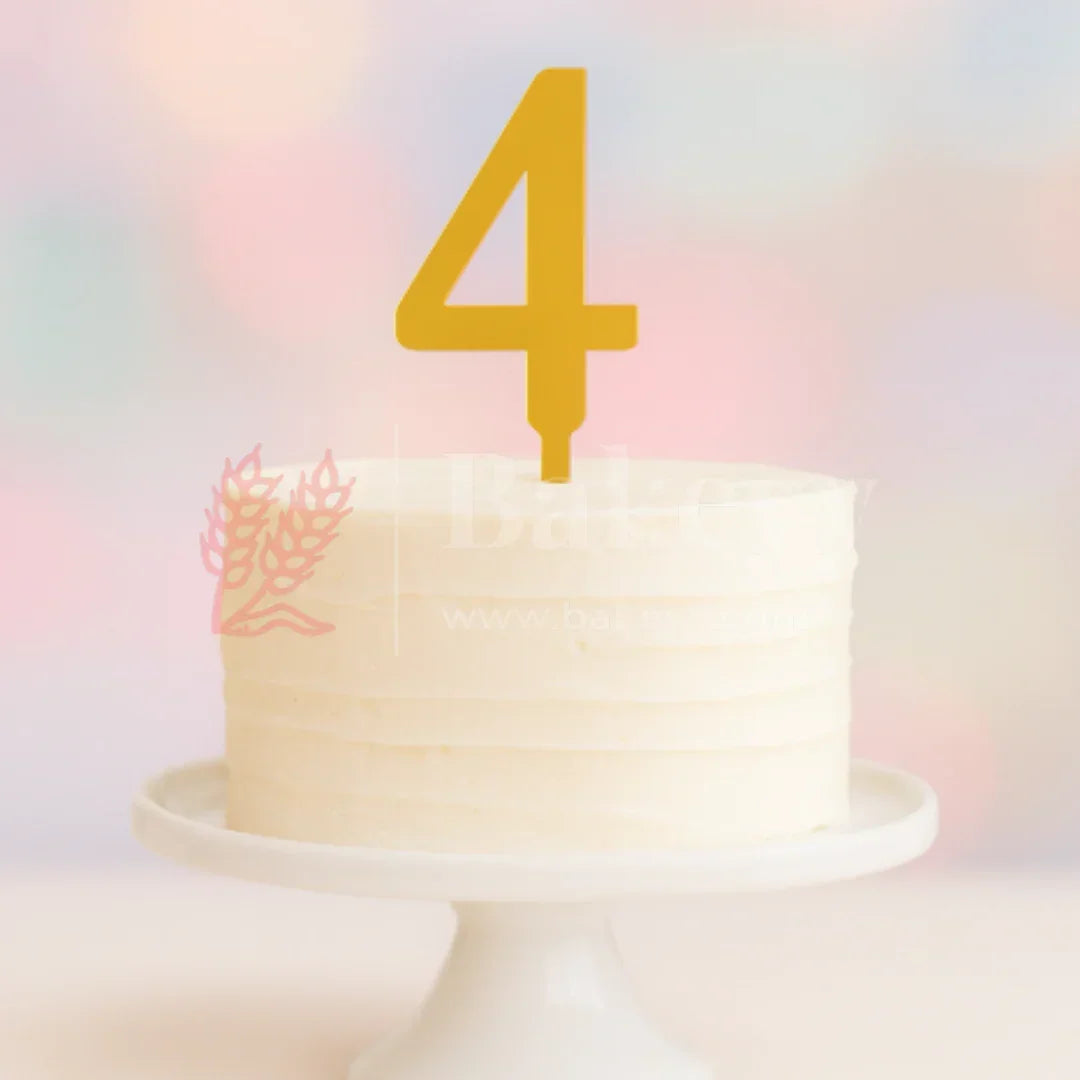 5 Inch | Golden Cake Topper Number 4 | 1 Piece