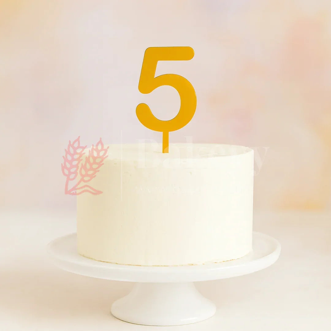 5 Inch | Golden Cake Topper Number 5 | 1 Piece