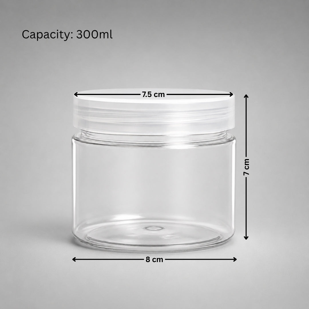 Clear Plastic Storage Jars with 73 mm Screw Lid | PET Jar With Transparent Lid | Multiple Sizes Available | Pack of 12