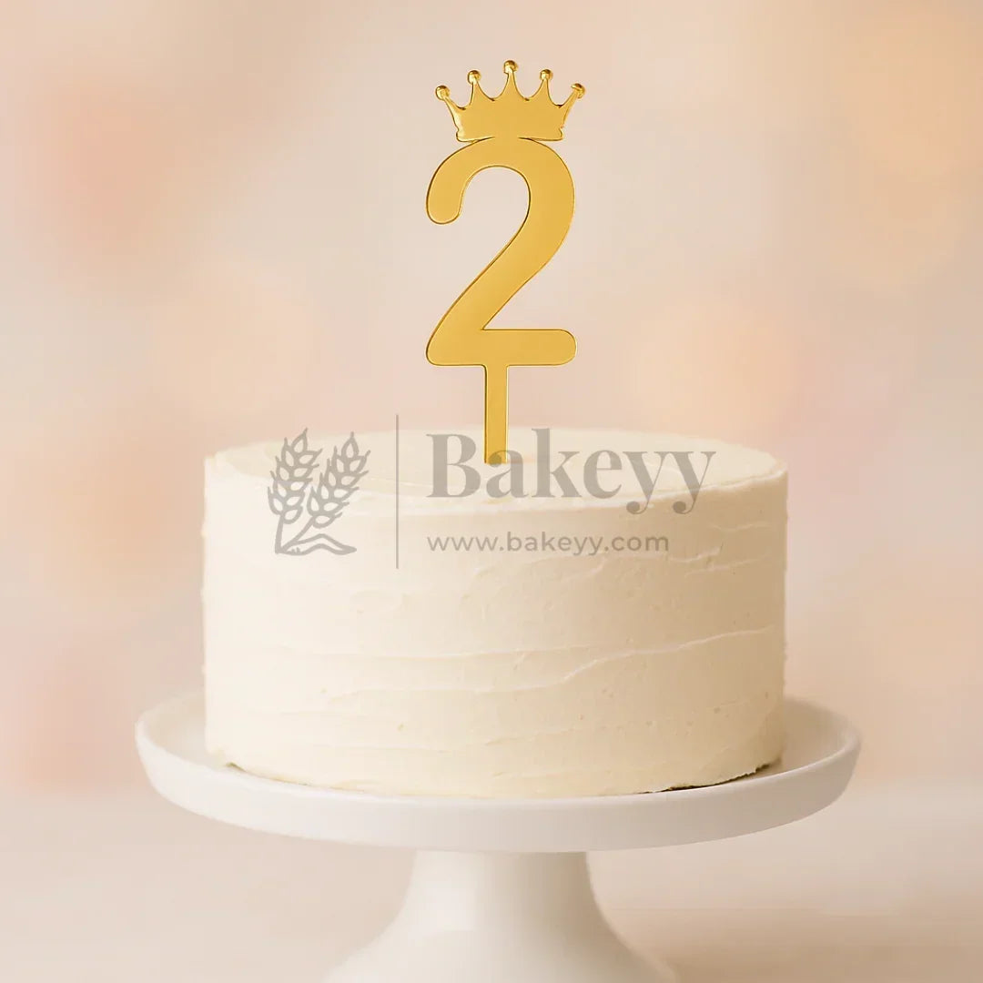 Acrylic Number Cake Topper with Crown Design | 0–9 | 3 Inch & 5 Inch | Pack of 5
