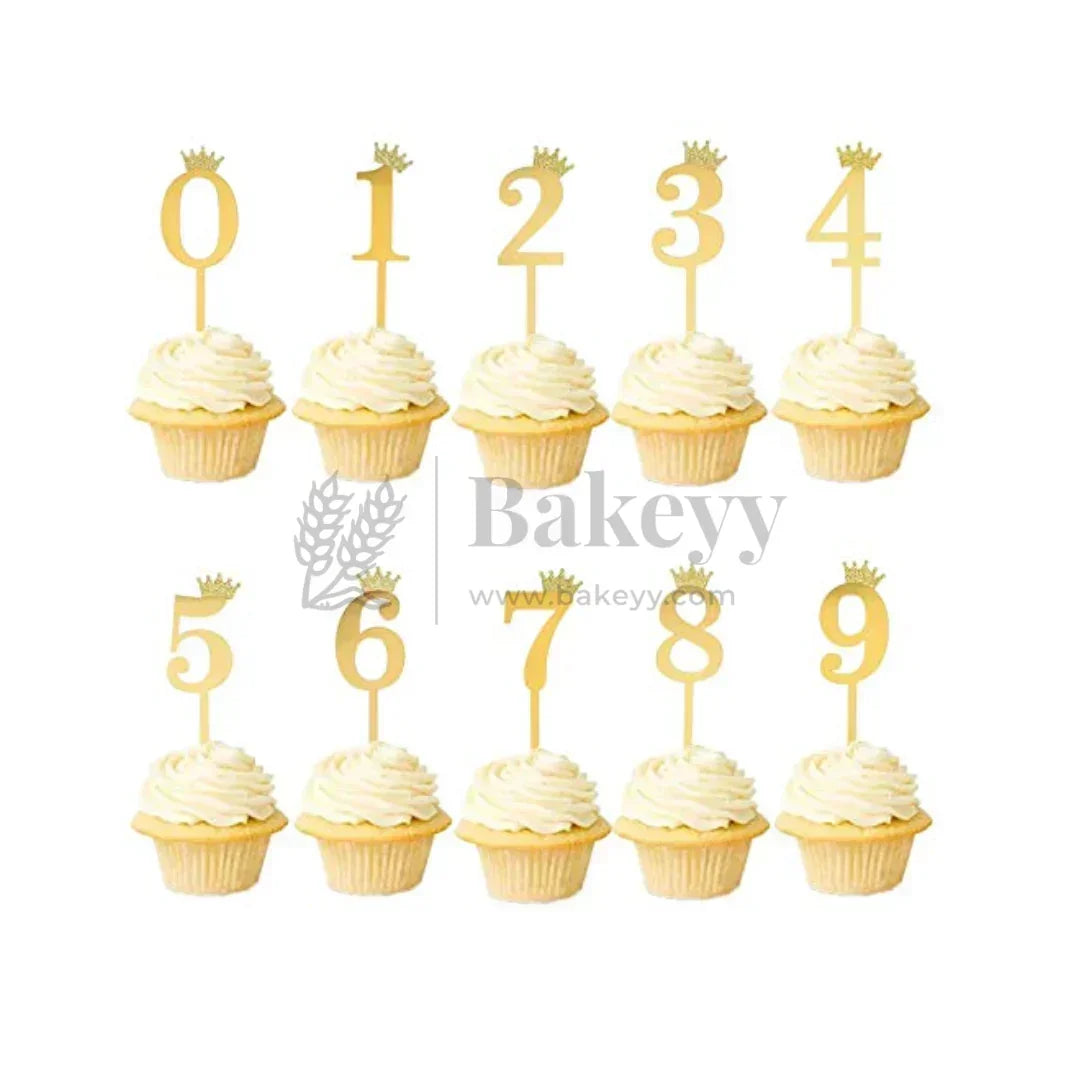 5 Inch | Golden Number 8 Cake Topper with Tiara | 1 Piece