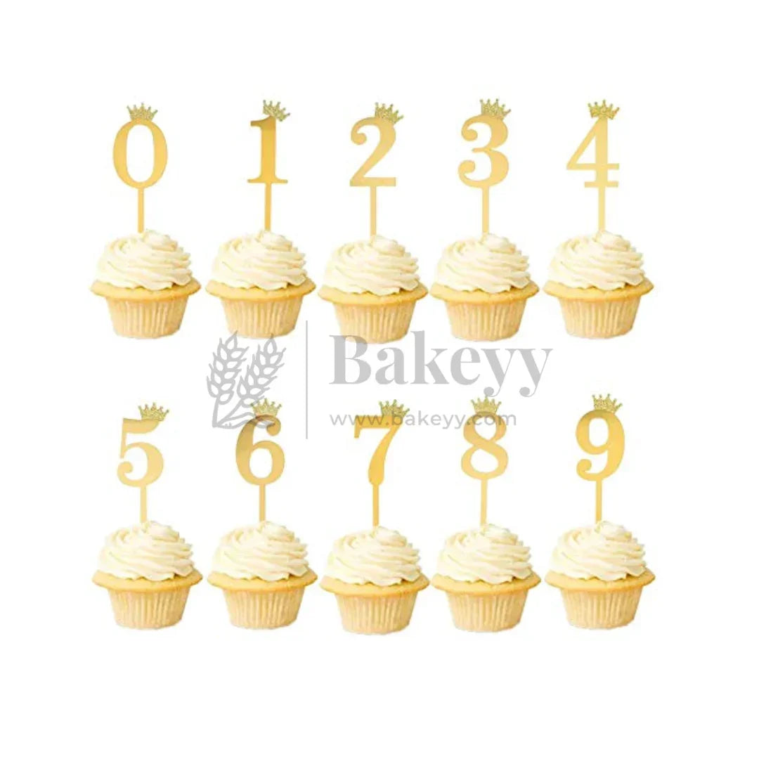 5 Inch | Golden Number 9 Cake Topper with Tiara | 1 Piece