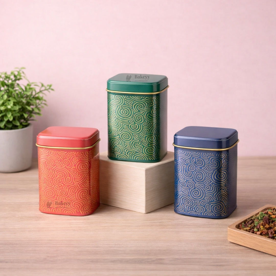 Premium Rectangle Decorative Tin Storage Containers | Vibrant, Modern Patterns | 1 Piece
