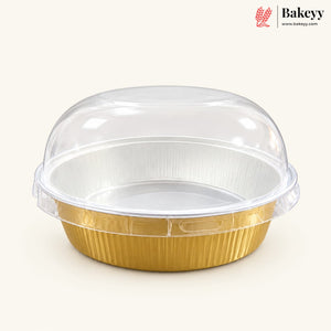 Round Foil Dessert Container with Transparent Dome Lid | Pack of 25