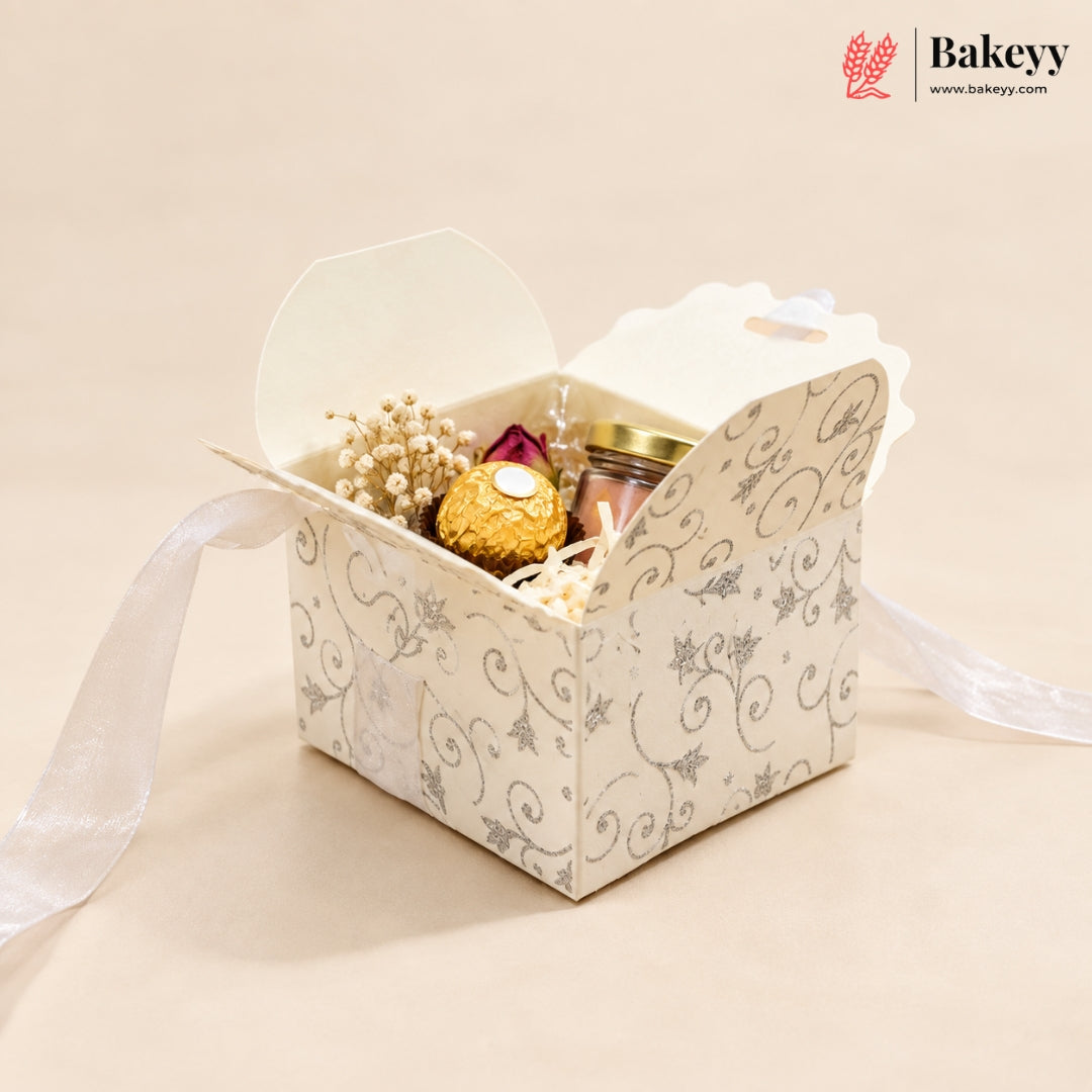 Gift Box | Pack Of 10 | Chocolate Packing Box | Return Gift Box | Silver Colour | Large