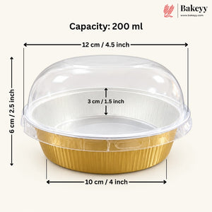 Round Foil Dessert Container with Transparent Dome Lid | Pack of 25