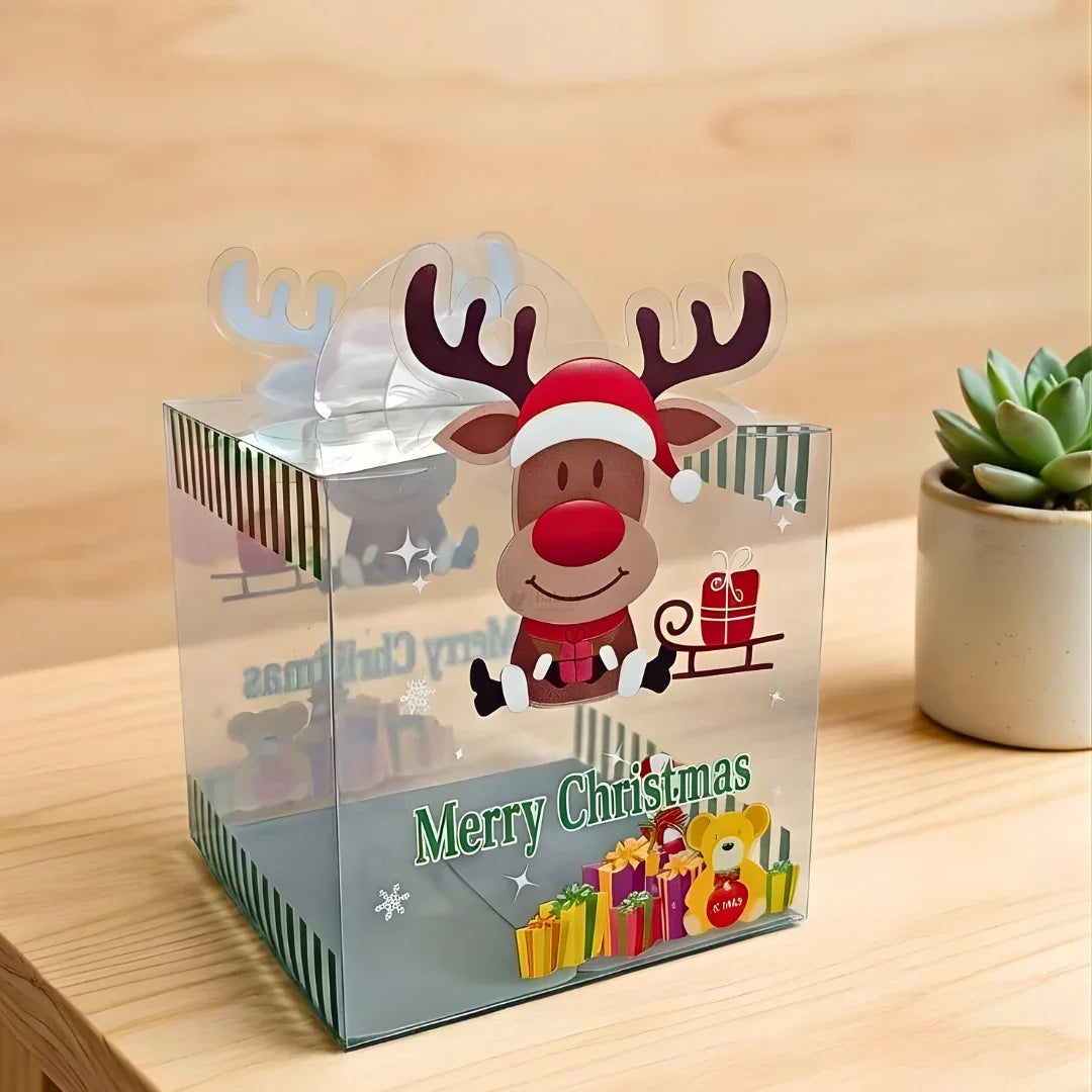 Christmas Goodie Box with Handle | Festive Treat & Gift Box | Pack of 10