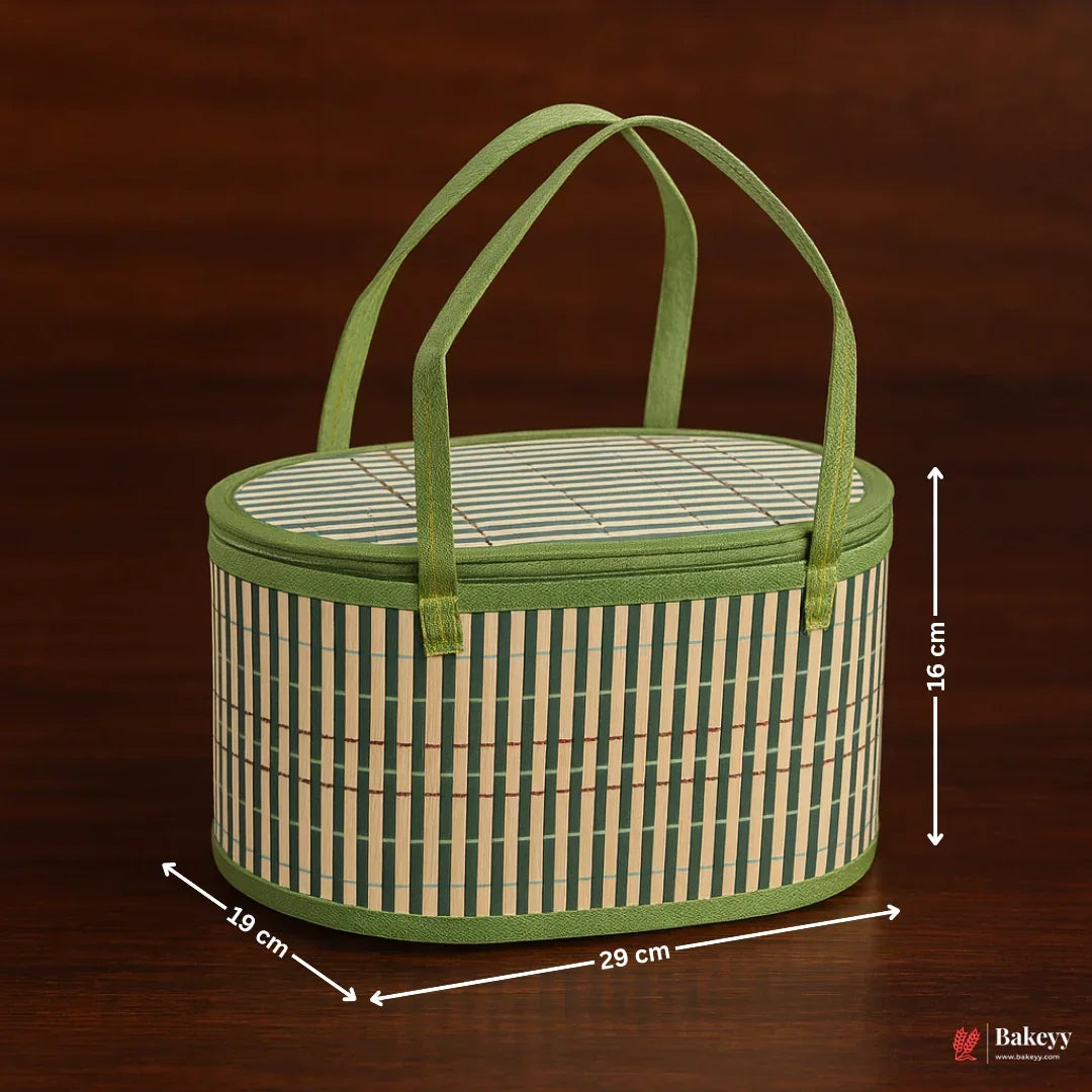 Green Oval Wooden baskets | 1 Piece - Bakeyy.com - India - Green Oval Wooden baskets | 1 Piece - Default Title 300.00
