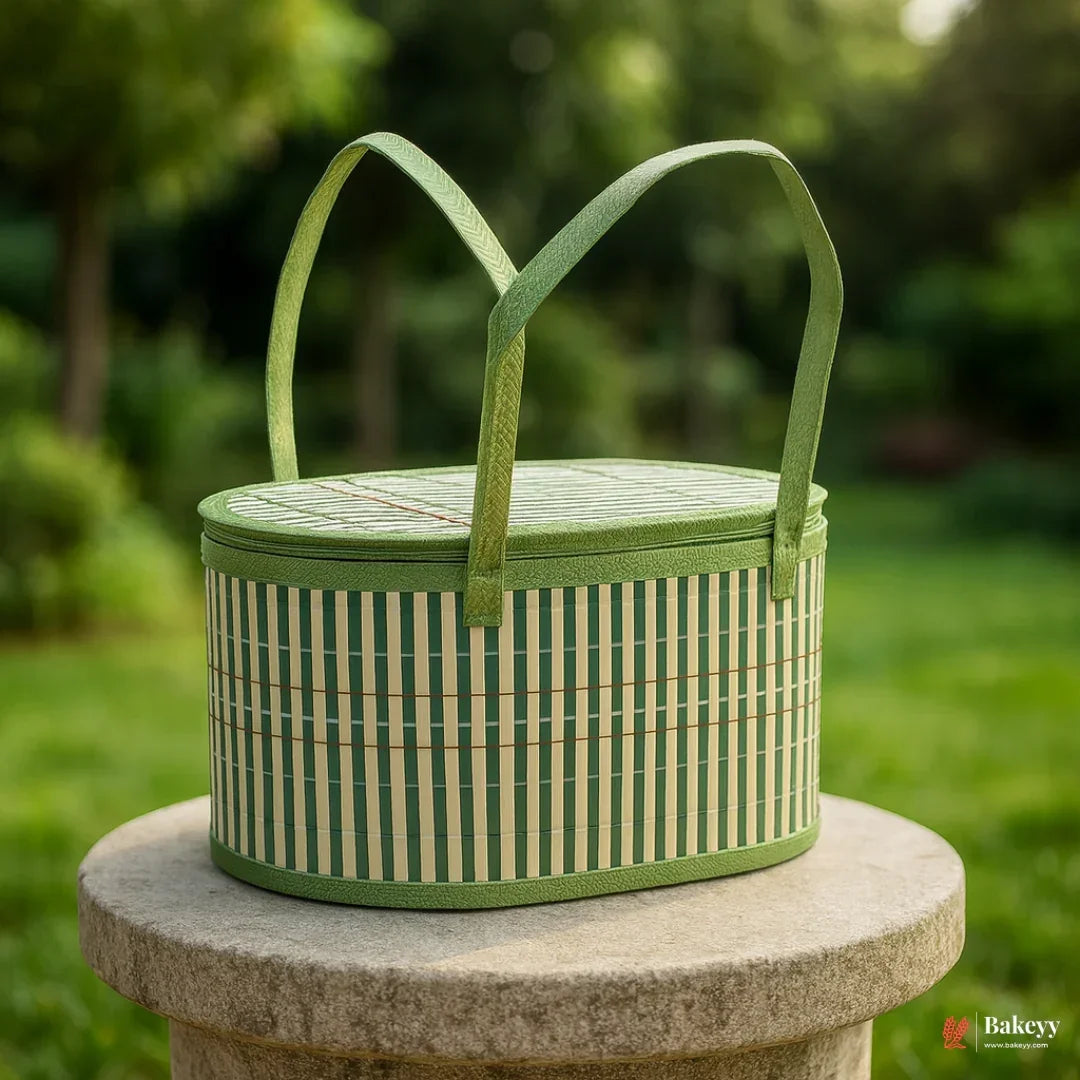 Green Oval Wooden baskets | 1 Piece - Bakeyy.com - India - Green Oval Wooden baskets | 1 Piece - Default Title 300.00