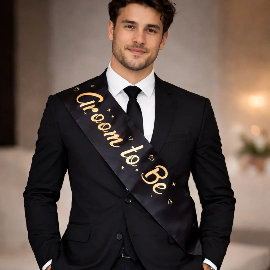 GroomtoBeSatinSashPremiumPartyCelebrationSash - Bakeyy.com