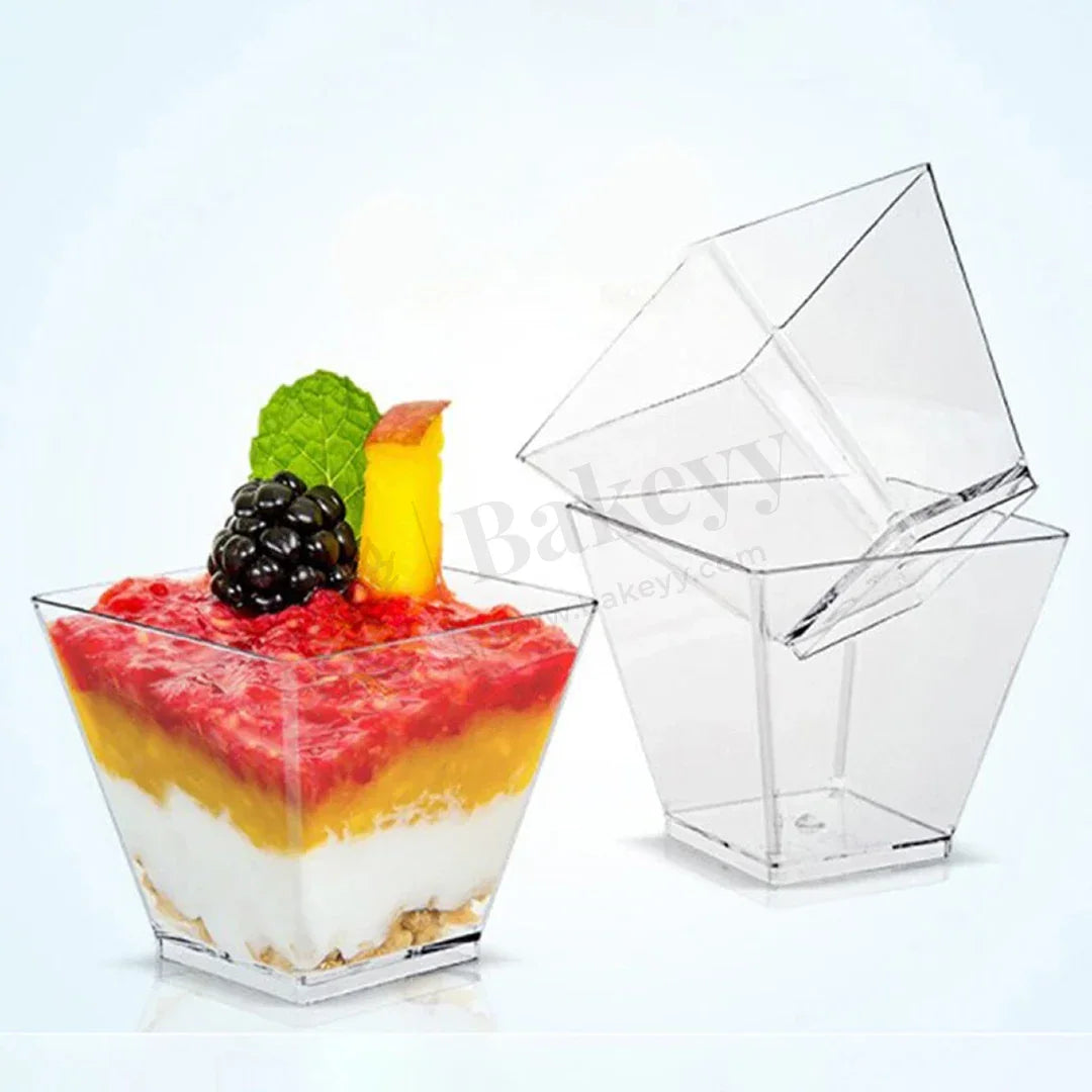 Acrylic Dessert Cup Square | Pack Of 25 | D52 - Bakeyy.com - India - Acrylic Dessert Cup Square | Pack Of 25 | D52 - Default Title