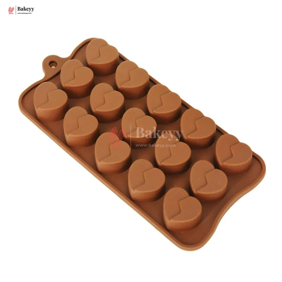 15-Cavity | Broken Heart Design | Silicone Heart-Shaped Chocolate & Candy Mould| 1 Piece - Bakeyy.com - India - 15-Cavity | Broken Heart Design | Silicone Heart-Shaped Chocolate & Candy Mould| 1 Piece - Default Title