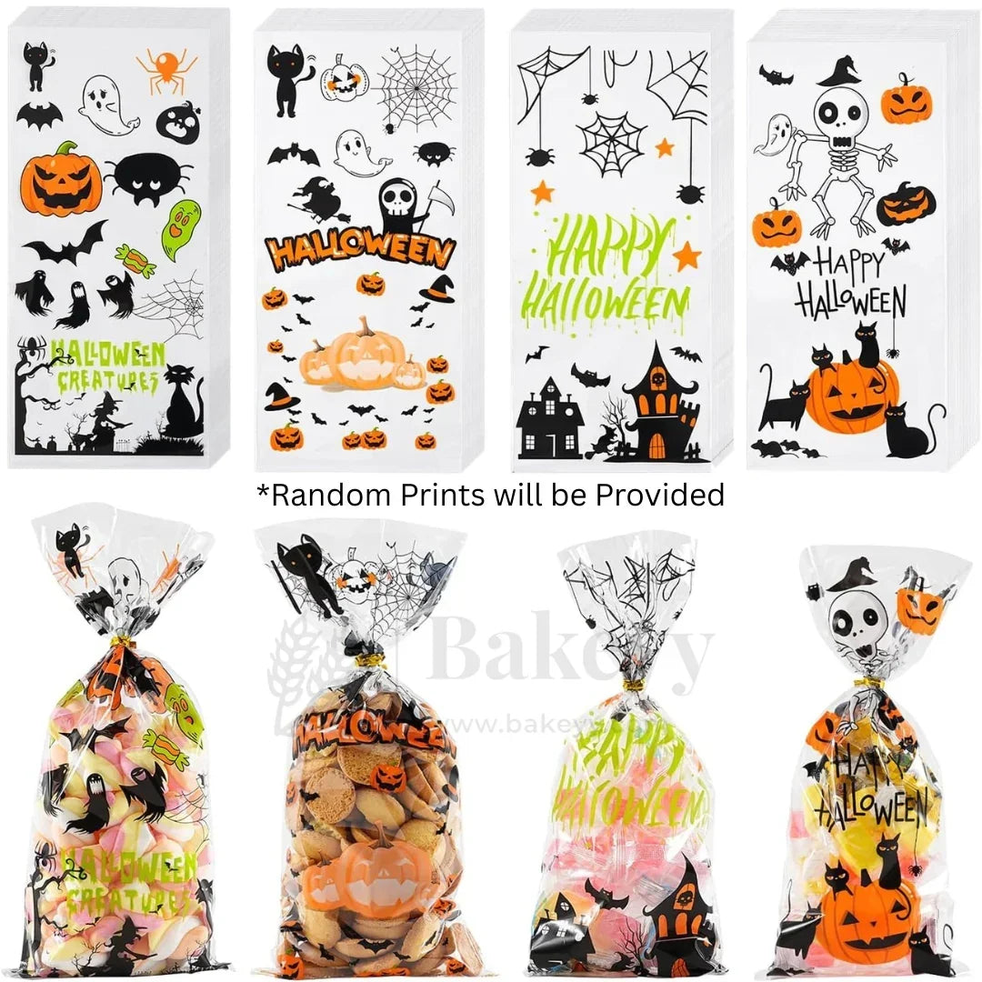 Halloween Cellophane Treat Bags With 50 Pieces Twists | Pack of 50 - Bakeyy.com - India - Halloween Cellophane Treat Bags With 50 Pieces Twists | Pack of 50 - Default Title