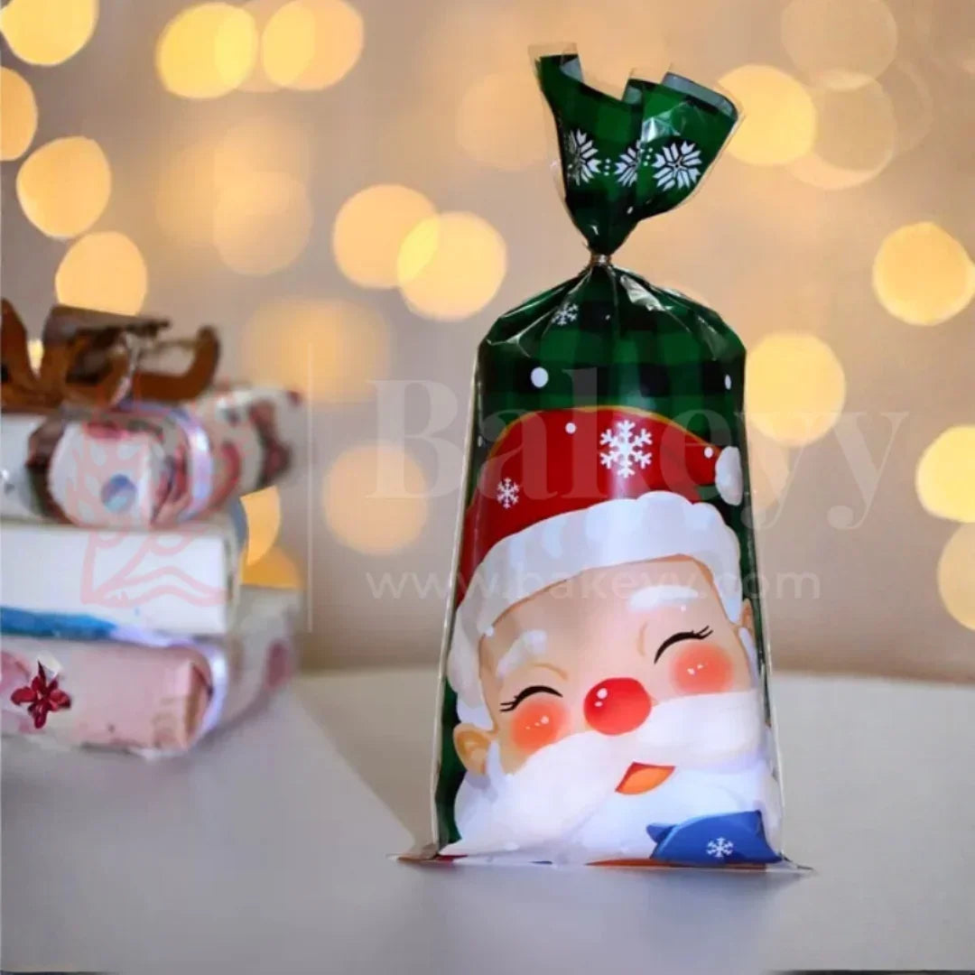 Christmas Cellophane Treat Bags with 50 Pieces Twisters | Pack of 50 - Bakeyy.com - India - Christmas Cellophane Treat Bags with 50 Pieces Twisters | Pack of 50 - Full Coverage