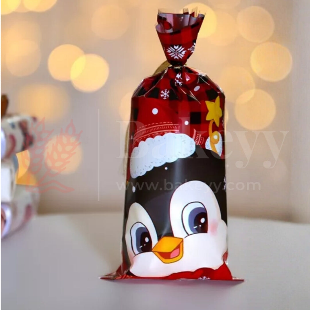 Christmas Cellophane Treat Bags with 50 Pieces Twisters | Pack of 50