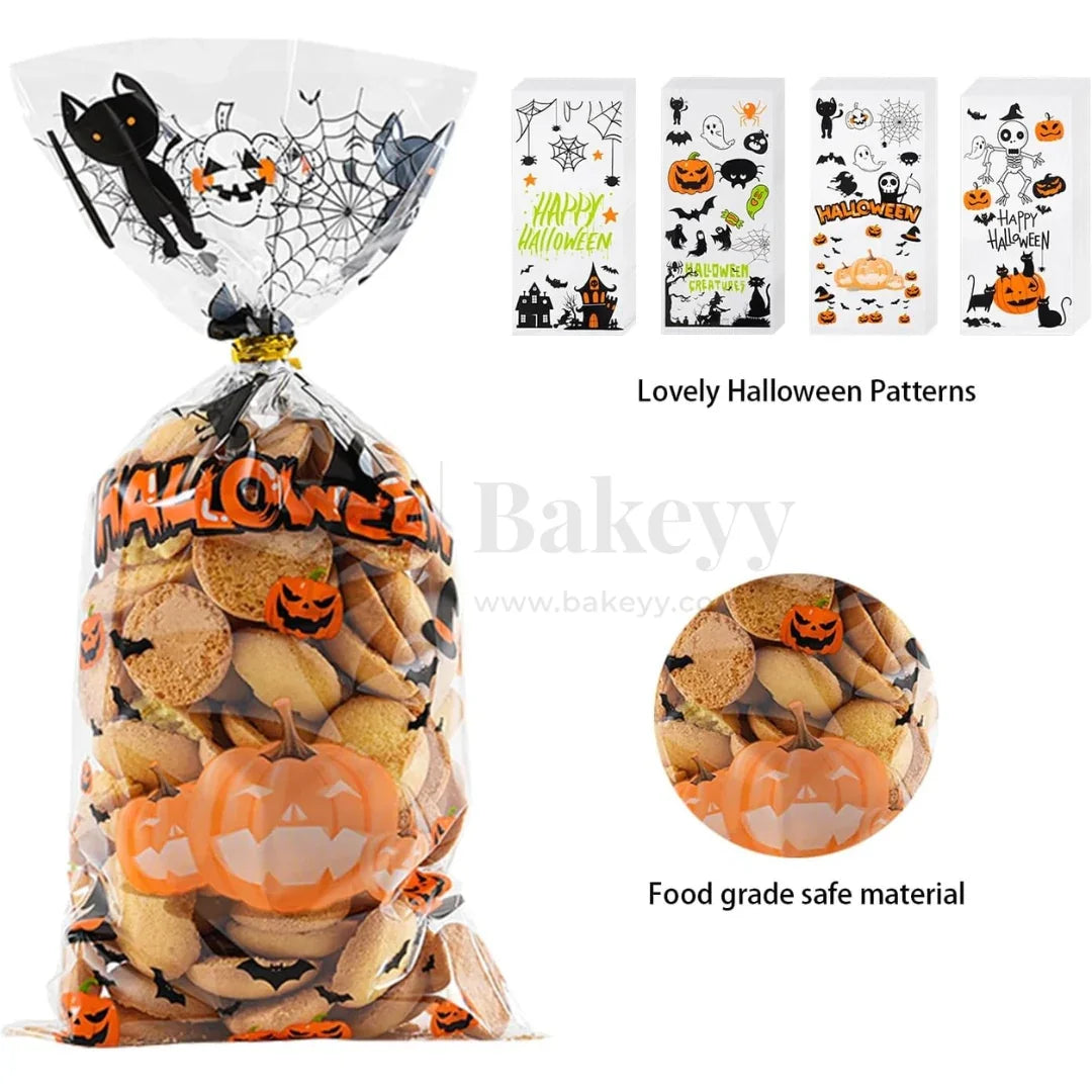 Halloween Cellophane Treat Bags With 50 Pieces Twists | Pack of 50