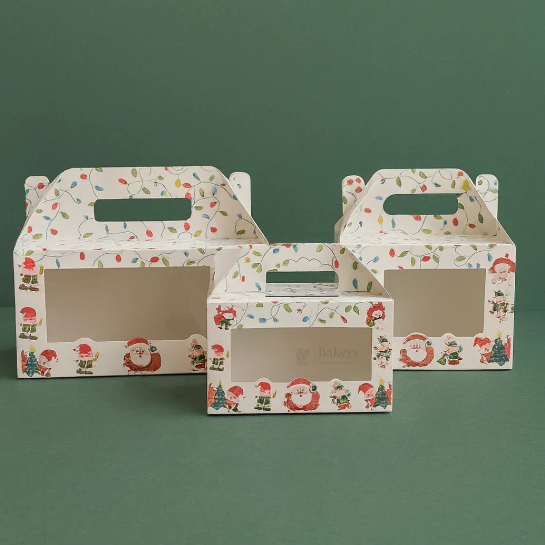 White Christmas Theme Hamper Gift Box | Premium Christmas Gift Packaging | Multi-Sizes | Pack of 25